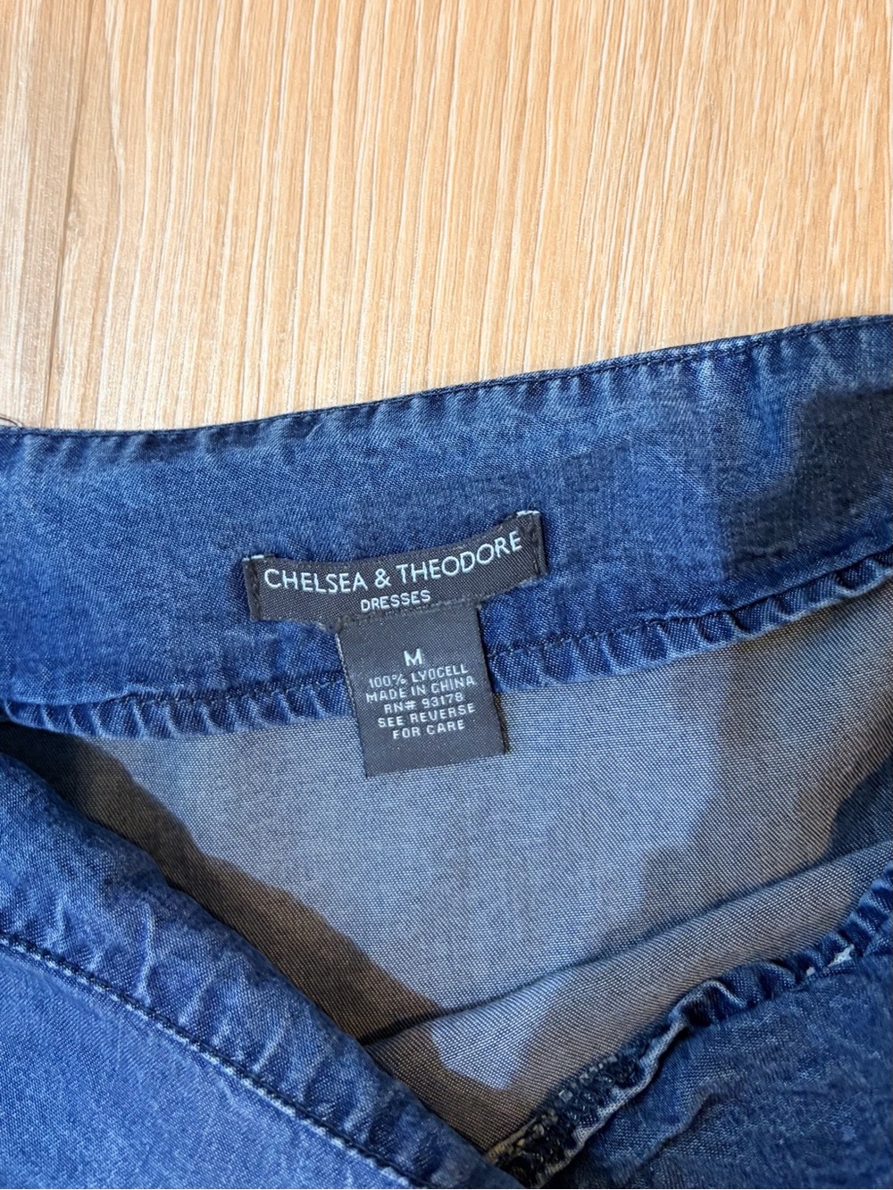 Chelsea & Theodore Blue medium weight chambray Denim Dress - pockets